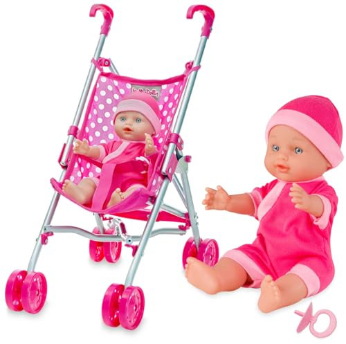 Molly Dolly My First Doll Pram & Doll Set - Girls Stroller - Baby Pram - Pushchair - Toy Buggy