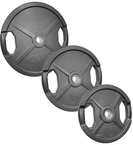 POWER-XTREME Hantelscheibe | Gewichtsscheibe, 30/31mm, gummiert, mit Griffen (20kg)