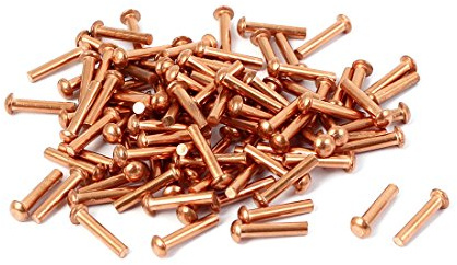 sourcing map 9mm, lunghezza 2mm x 8mm testa rotonda in rame massiccio Rivetti Fasteners Oro Tone 100Pezzi