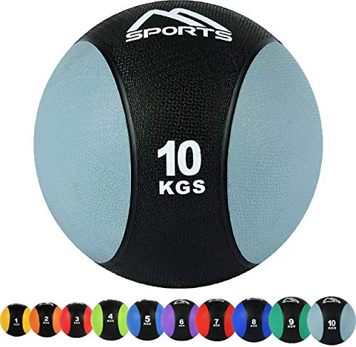 MSPORTS Medizinball 1 – 10 kg – Professionelle Studio-Qualität inkl. Übungsposter Gymnastikbälle