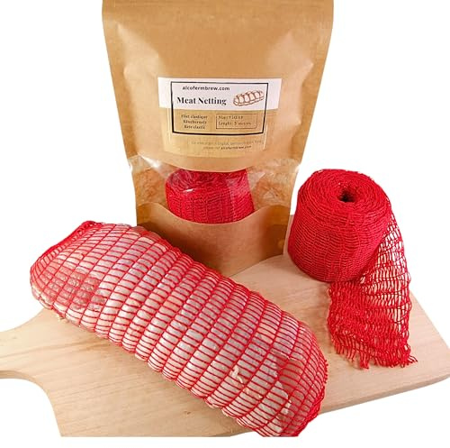 AlcoFermBrew MEAT NET 150/48 – 5M - RED - Meat Netting | Cooking String | Cooking Twine | Smoking | Meat Injector | Smoking Hooks