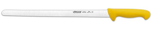 Arcos Serie 2900 - Caja 6 uds Cuchillo Fiambre Flexible - Hoja de Acero Inoxidable NITRUM de 400 mm - Mango inyectado en Polipropileno Color amarillo (6 UDS)