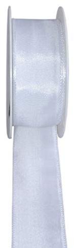 Taftband mit Drahtkante - Weiss - breit - Geschenkband - Dekoband - Schleifenband - ca. 40 mm Breite - 25 m Länge - 3330-40-25-1