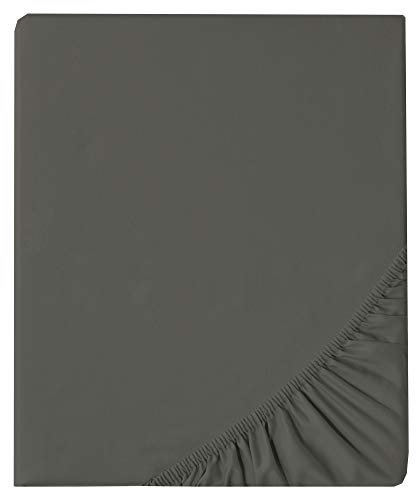 aqua-textil Luxury Bettwäsche zum Kombinieren 90 x 200 cm Spannbettlaken anthrazit grau Baumwolle Mako Satin Bettlaken