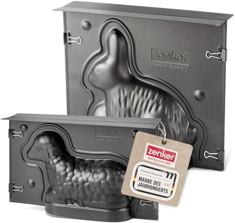 Zenker Osterbackformen-Set Special Season, hochwertige Hasenform, Mini-Lammform aus Stahlblech, Backformen mit Antihaftbeschichtung, Formen für die Osterfeier (Farbe: Schwarz), Menge: 1 x 2er Set