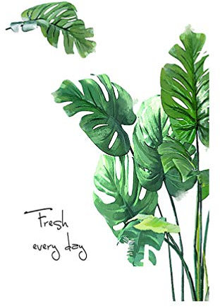 Wandtattoo Pflanzen & Tropische Blätter – Selbstklebende Palmenblatt Deko für Badezimmer, Wohnzimmer & Jungle-Style (Grüne Wandaufkleber, Hawaii-Luau Party)