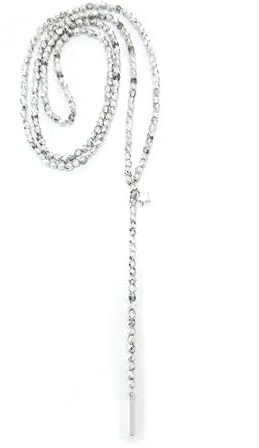 Andrea Traub - FASHION Y-Kette lange Halskette Ypsilonkette silber glänzend schimmernde Glasperlen mit Anhänger Stern Geschenkidee für Damen