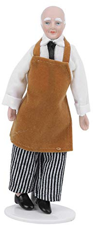 Miniatur Porzellanpuppe Modell Puppenhaus Ornament Puppe Chef Man Servant Bewegliche Keramikpuppe für Home Decoration Geschenk(Inhaber)