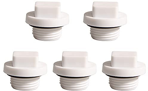 Feelers Raccordo filettato a testa quadrata maschio da 1/2 PPR, tappo terminale per tubo da giardino, per evitare perdite, confezione da 5, bianco