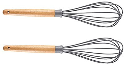 Hand Mixer Whisk Set of 2, 11”, Kitchen Silicone Whisk for Blending Whisking Beating Frothing Manual Balloon Whisks Heat Resistant Egg Beater Kitchen Tools Egg Beater (Color : Gray)