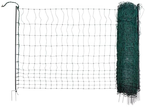 Kerbl AKO Geflügelnetz Premium, Farbe grün, Verschiedene Höhen, Verschiedene Längen, wahlweise elektrifizierbar (Doppelspitze - 50m Länge - 122cm Höhe)