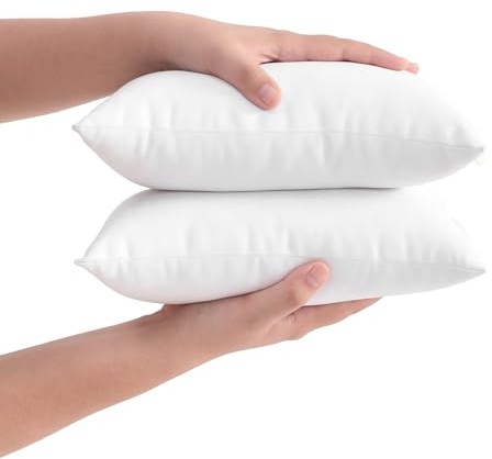 FLXXIE Tiny Pillows, Down Alternative Microfiber 11x7 Inches Mini Pillow for Travel, Pets, Soft Machine Washable Small Pillows for Neck, Lumbar, White