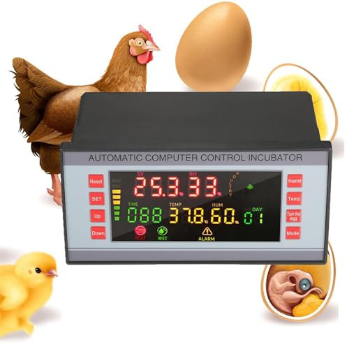Lnlscle Controller Automatico per incubatrice di Uova, Controller per schiusa di pollame con Schermo a Colori a LED con Temperatura e umidità, Dispositivo di schiusa per incubazione di Uova Digitale