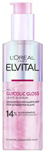 L'Oréal Paris Elvital Glycolic Gloss Serum for Dull and Dull Hair, Hair Care for Intense Smoothness and Ultimate Shine, Leave-In Serum, Regenerating, with Glycolic Acid, 150 ml