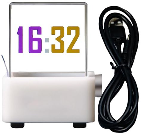 Cubo ologramma, orologio da tavolo cubo ologramma, piccola stazione meteorologica trasparente, orologio digitale da scrivania, display in reale, decorazione per la casa