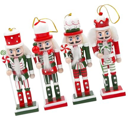 Pleayietoopiatiey 4 pezzi Schiaccianoci figura in legno soldato schiaccianoci per feste di Natale Festival