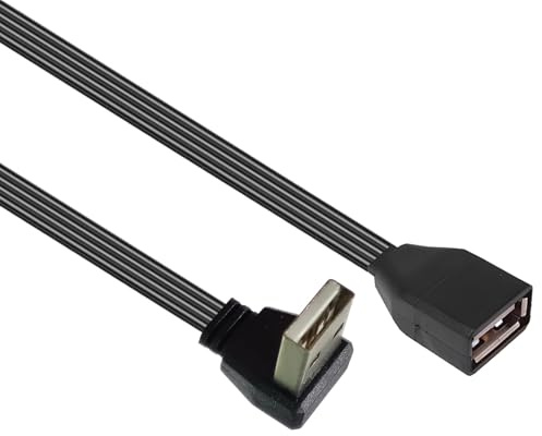 HINAYOSAN Flat Data Line USB 2.0 Extension Cable 90 Degree/Straight Head Male To Female For Efficient Charging And Data Transfer