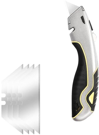 Cutter Profesional Cuters Profesionales de Seguridad Cutter Pequeño, Ajuste de tres Velocidades, Cuchillo Multiusos de Seguridad Retráctil con 4 Hojas SK2, Cambio Rápido de Hoja(17 * 3.6cm/1)