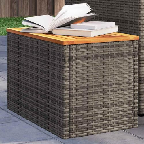 Myheimly Garten-Beistelltische 2 STK. Grau 55x34x37cm Poly Rattan Holz