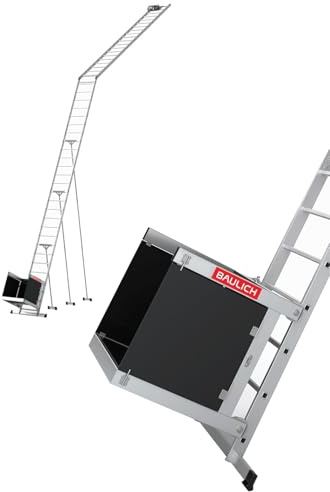 BAULICH - Schrägaufzug Elektrisch - Leiterlift, Bauaufzug mit Transportwagen - Hubhöhe 12 m, Tragkraft bis 0,12 t - 63 x 1250 cm - Aus leichtem Aluminium gefertigt - für Transport von Werkzeugen