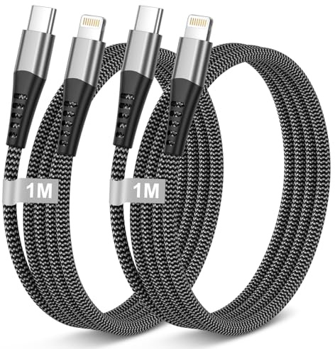 Cable iPhone USB C Apple MFi Certificado 1M 2Pack, Cable USB C a Lightning Cable Cargador iPhone Carga Rapida Cable Lightning USB C para iPhone 14 Pro Max/14 Plus/13/12 Mini/11/X/8