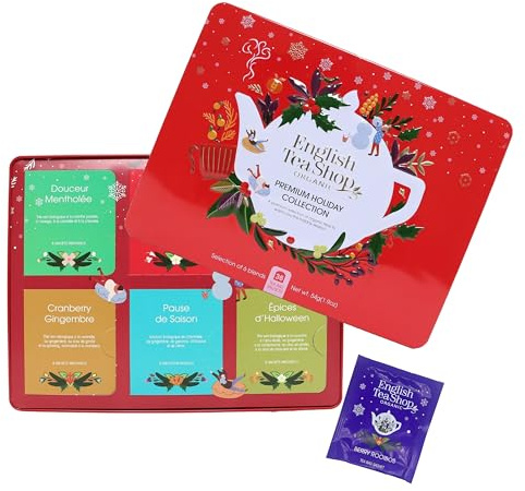 English Tea Shop - Coffret cadeau Noël de thés et infusions biologique - Collection Holiday rouge de 36 sachets - 6 mélanges de thés et infusions de Noël - Idée cadeau de Noël à offrir