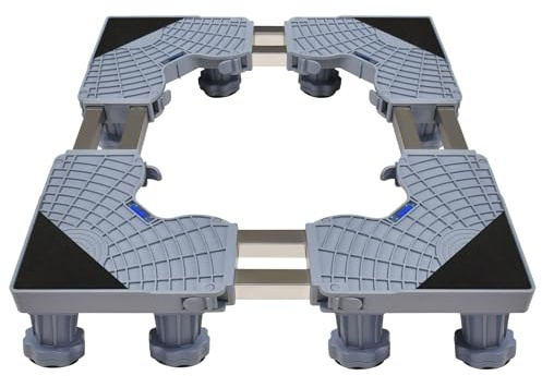 Waschmaschinen Untergestell 2 Barrel mit 12 Füßen Verstellbare Rostfreier Waschmaschine Untergestell 45-68cm für Kühlschrank, Waschmaschine, Rockner, Gefrierschrank (Grey)