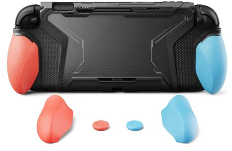 playvital Funda Protectora con Agarre Intercambiable para Nintendo Switch 2 | Carcasa TPU, Compatible con Dock, Antideslizante y Antigolpes, con Tapas para Joysticks, Serie BEYOND-GRIP, Azul & Naranja