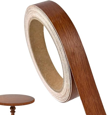 18mm x 10m Melamine Edging Tape, Walnut Self-Adhesive Wood Veneer Edging Strip, Kitchen Worktop Edging Strip, Pre Glued Edge Banding for Cabinet Desk Shelves Furniture Worktop Restoration Trim Kit