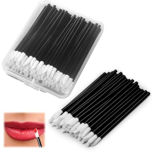 100 Pinceaux à Lèvres Jetables avec Boîte de Rangement, Pinceau de Maquillage pour Rouge à Lèvres et Correcteur, Maquillage Parfait Outil de Maquillage Kits, Applicateur pour Usage Salon et Maison