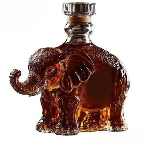 120ml Artistic Elephant Decanter, Handmade Glass Bottle for Spirits - Animal Shape Barware with Stopper, Decorative Gift Idea