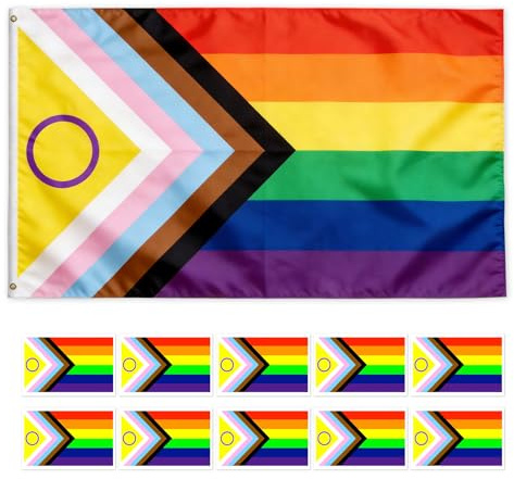 10 pegatinas del orgullo del arco iris (5 x 3 cm)+1 bandera del orgullo del arco iris, juego de orgullo gay, mujeres y hombres gaypride celebraciones festivales