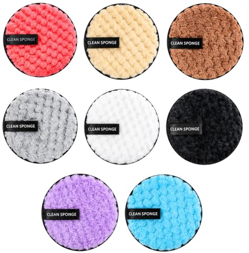 8 Piezas Discos Desmaquillantes Reutilizables, 12 cm Toallitas Desmaquillantes Reutilizables, Toallitas Desmaquillantes Lavables para Limpieza Facial, Cuidado de la Piel (8 Colores)