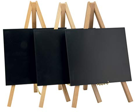 Securit MINI-B-KR Tisch-Kreidetafel MINI mit Staffelei, buche | Kreidemarker enthalten - Lackierte Buche - Abwischbare Oberfläche - Innen und Außen