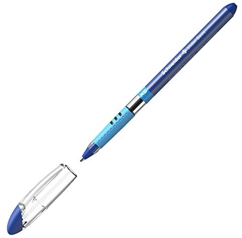 Schneider 151203 stylo à bille Slider Basic, modèle à capuchon, XB, bleu, couleur corps transparent, 1 pièce