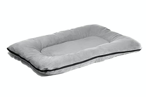 SUNNYDOGS Hundebett XXL | weiches, abwaschbare Hundematte mit Bezug | Kuschelkissen mit bequemem Rand für große Hunde | graues Hundekissen 120 x 80 cm