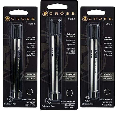 Cross Kugelschreiber-Minen Standard Medium, Schwarz, 8513 (Pack 6), schwarz, Einzelpackung