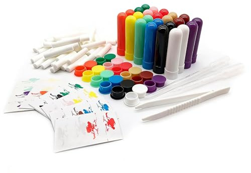 ZIOJOVK Nasal Inhaler Tubes - Kit Contains: 24 Empty Nasal Inhaler Tubes (with Wicks) 12 Extra Wicks,36 Writable Stickers, 2 Mini Droppers and 1 Tweezers