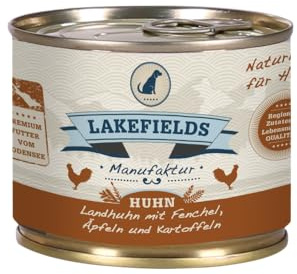 Lakefields MANUFAKTUR Nassfutter MENÜ Huhn 61% Fleischanteil für Hunde 12x200g