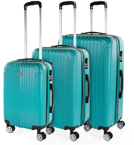 ITACA - Set valigie - Set Valigie Rigide Offerte. Valigia Grande Rigida, Valigia Media Rigida e Bagaglio a Mano. Set di Valigie con Lucchetto Combinazione TSA, Verde menta