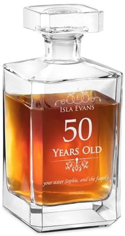 Maverton Classic Bourbon Whiskey Decanter, Years Old | You can Personalise Bottle as Gift for Man or Woman, 700 ml Universal Carafe