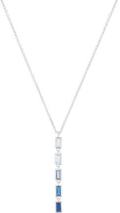 s.Oliver Y-Collier 925 Sterling Silber Damen Halsschmuck, mit Zirkonia synth., 42+3 cm, Blau, Kommt in Schmuck Geschenk Box, 2031402