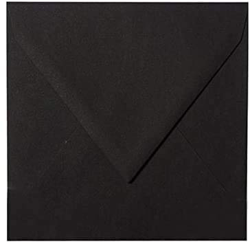 15 x 15 cm Briefumschläge, Umschläge,quadratisch, naßklebend,eingeschweißt - Schwarz ; 25 Stück