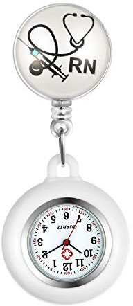 Avaner Krankenschwesteruhr Pflegeruhr Analog Quarzwerk FOB Ansteckuhr mit Pin/Clip Arzt Doktor Medical Taschenuhr aus Silikon
