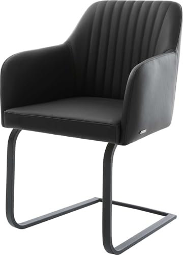 DELIFE Schwingstuhl Greg-Flex Freischwinger flach Schwarz Echt-Leder Schwarz Taschenfederkern