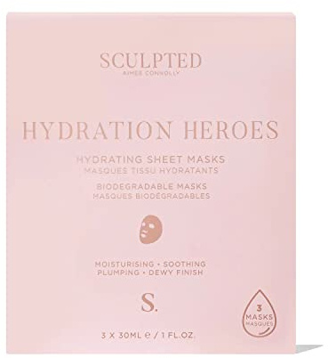 Hydration Heroes Sheet Masks by Sculpted by Aimee – Includes 3 Moisturising, Earth Friendly, Vegan Masks to Nourish Dehydrated Skin