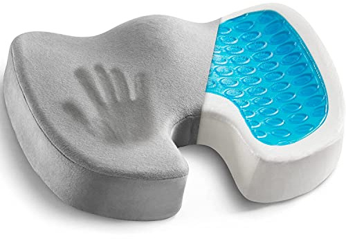 EDIMENS Cuscino ortopedico in gel per coccige e coccige per sedia da ufficio, per alleviare il dolore al coccige e sciatica, per il sedile del conducente, per il dolore al coccige, con doppia fodera