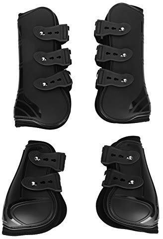 Generic Pferdebeinschutz, 1 Set PU Pferdebeinschutz Beinschutz verdickte Gamaschen mit weichem Futterzubehör (schwarz XL)