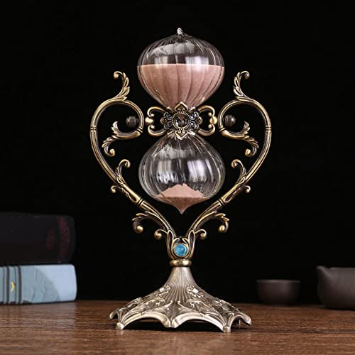 Timer a Clessidra a Forma di Cuore, 30/60 Minuti, Rotante a 360°, in Metallo - Decorazione per Casa e Ufficio