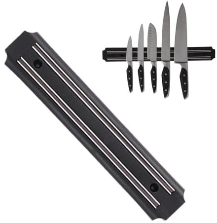 Magnetischer Messerhalter,Magnetleiste Messer selbstklebend,Messerleiste Magnetische,Magnetleiste Messer,Magnetleiste Messerblock aus Edelstahl,Mit Montagewerkzeug,25cm,schwarz,1 Stück